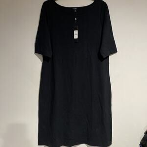TALBOTS 1/2 Sleeve Modest Closet Staple NWT $129 Black Stretch Dress Sz 14
